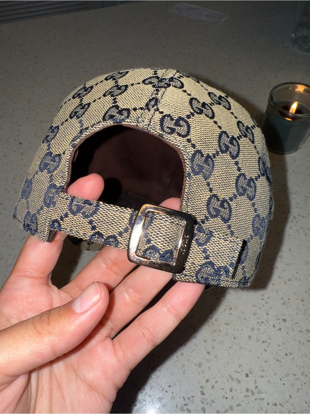 Gucci Beige Navy Red GG Canvas Baseball Cap - Picture 3 of 3